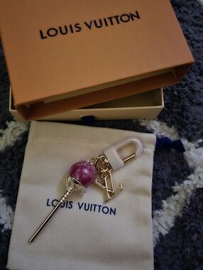Pink Lollipop Charm Keychain With Dust Bag And Box